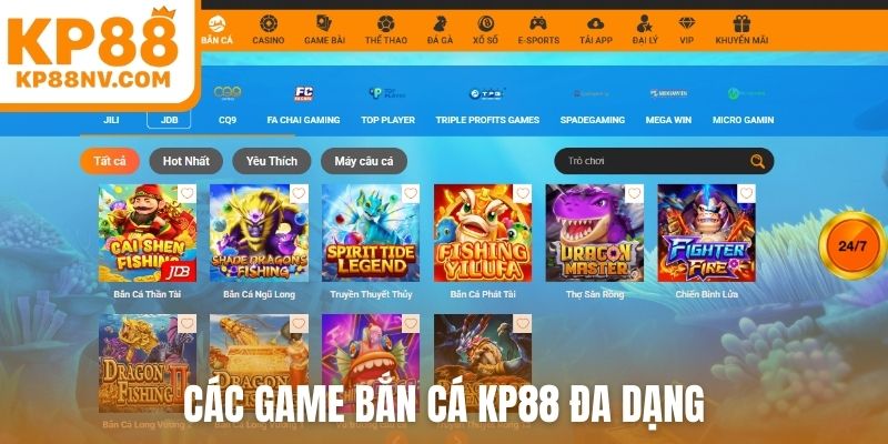 Các game bắn cá KP88 đa dạng