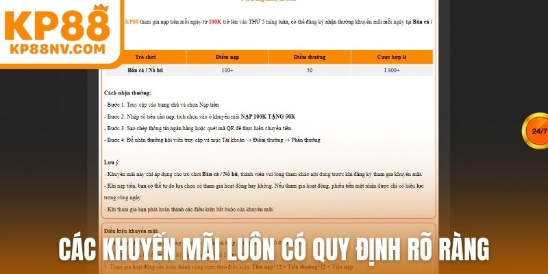 Các khuyến mãi luôn có quy định rõ ràng