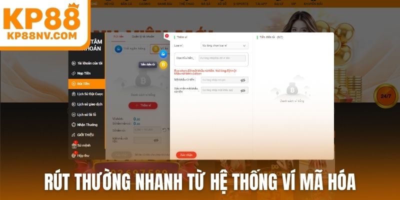 Rút thường nhanh từ hệ thống ví mã hóa